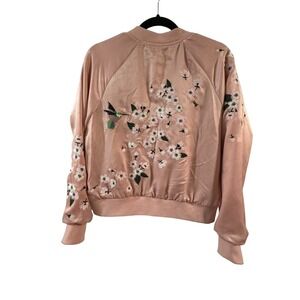 Women's Cupcakes & Cashmere Medium Light Pink Black Reversable Bomber Jacket NWT